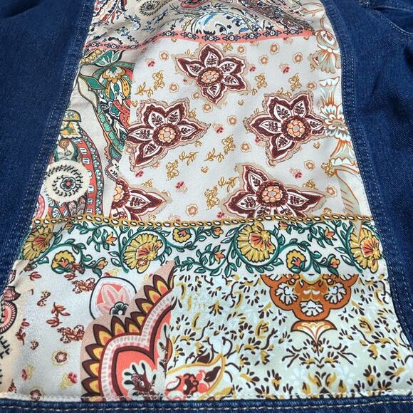 Women's Blue Jean Jacket with Paisley Patch - Picture 5 of 5